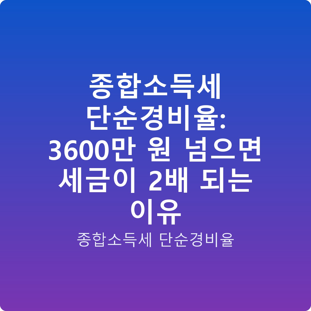 종합소득세 단순경비율: 3600만 원 넘으면 세금이 2배 되는 이유