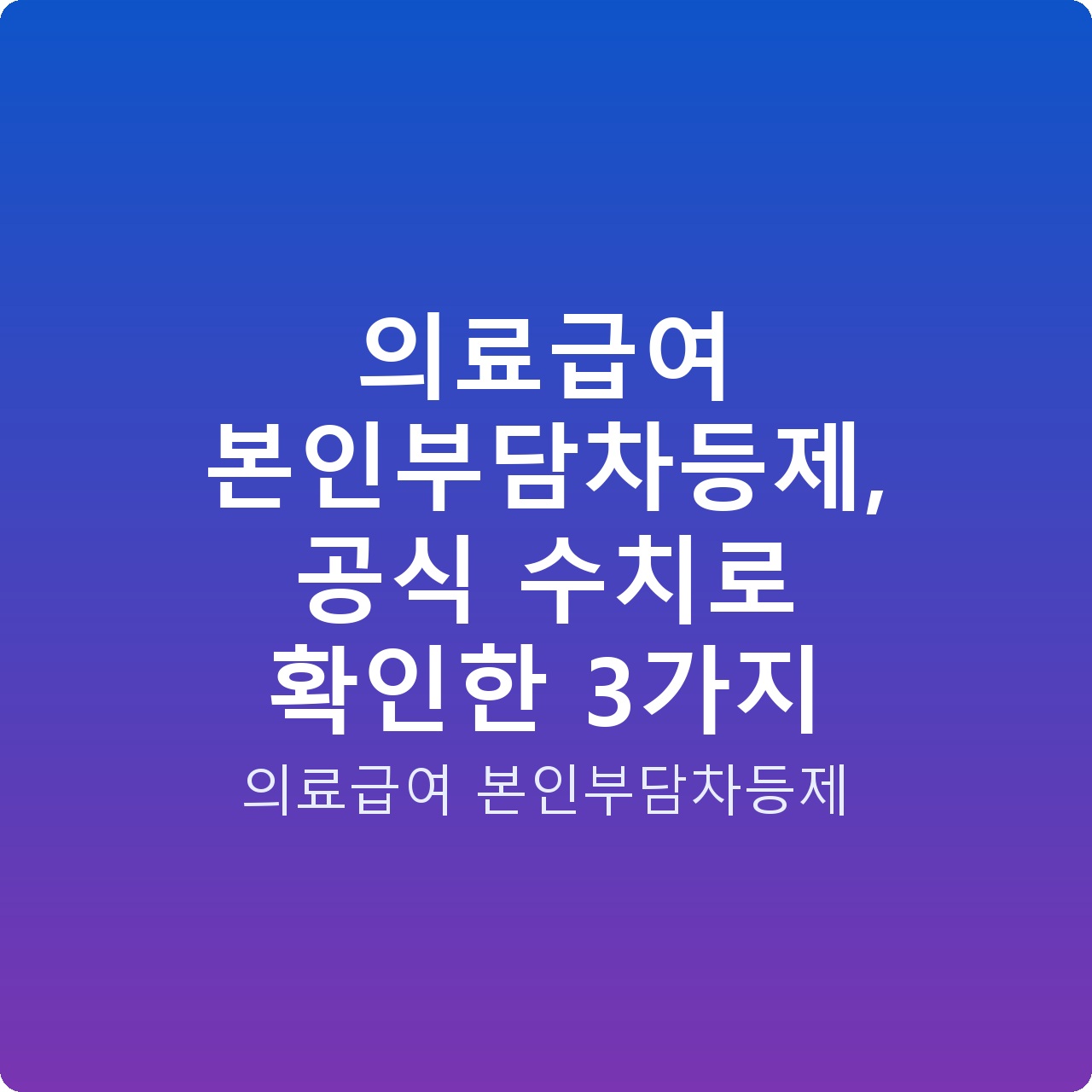 의료급여 본인부담차등제, 공식 수치로 확인한 3가지