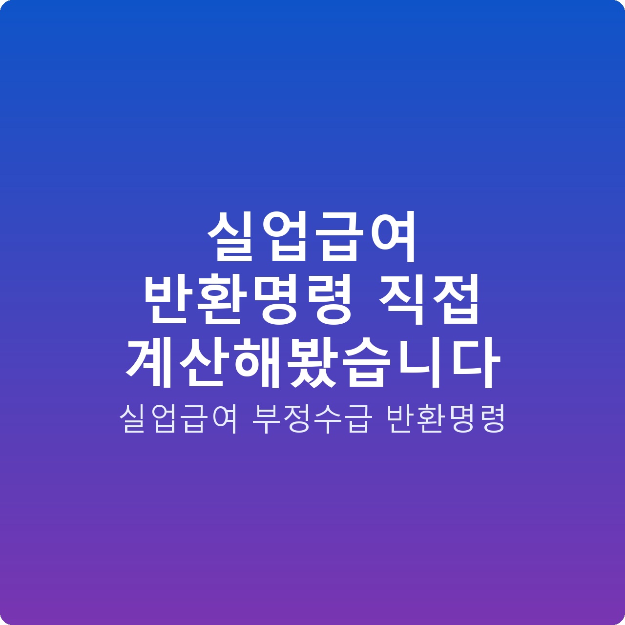 실업급여 반환명령 직접 계산해봤습니다