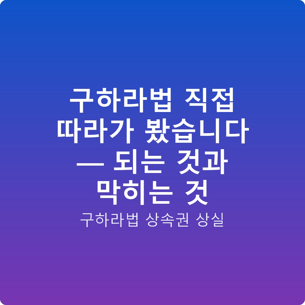 구하라법 직접 따라가 봤습니다 — 되는 것과 막히는 것