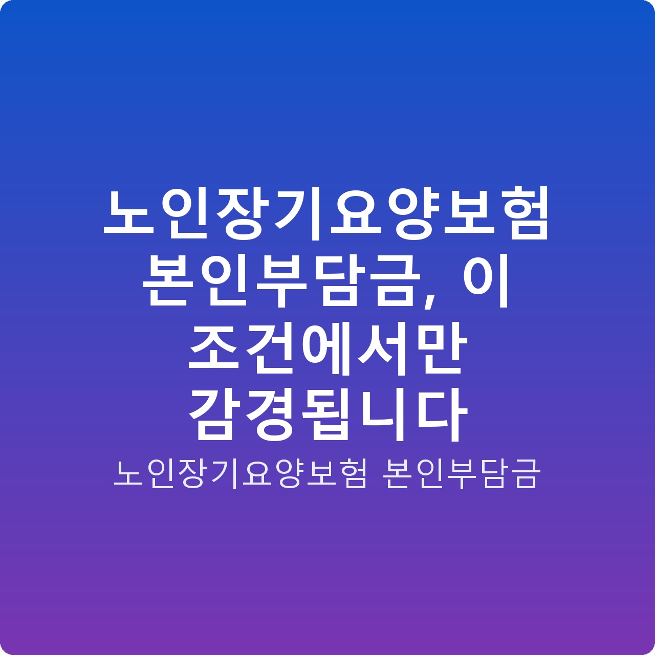노인장기요양보험 본인부담금, 이 조건에서만 감경됩니다