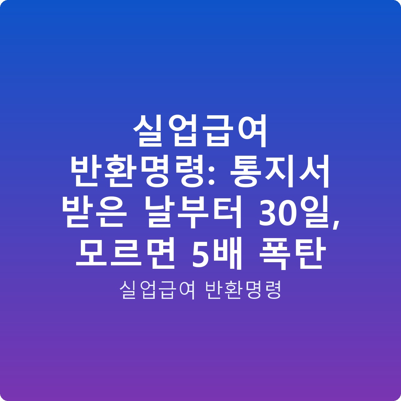 실업급여 반환명령: 통지서 받은 날부터 30일, 모르면 5배 폭탄