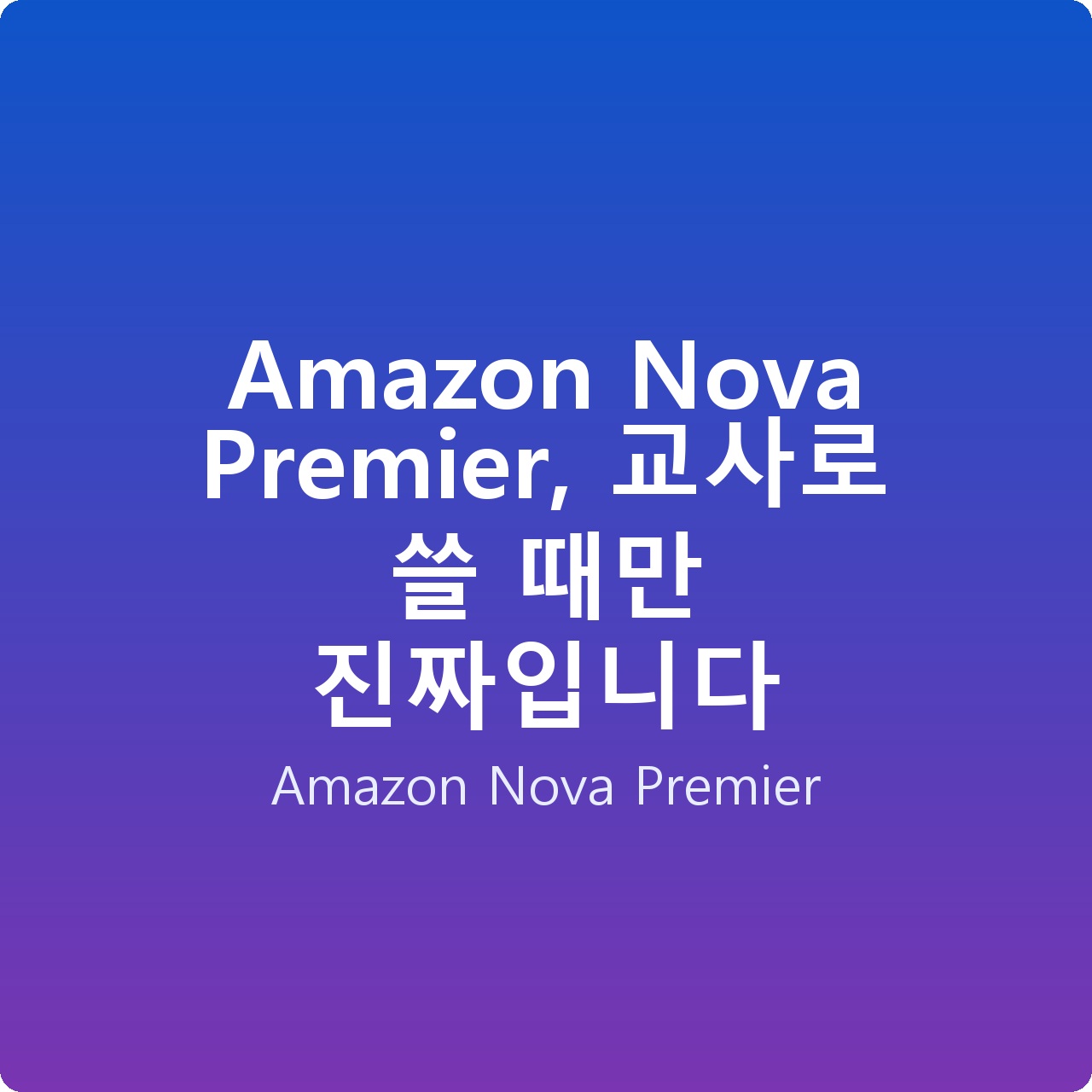 Amazon Nova Premier, 교사로 쓸 때만 진짜입니다