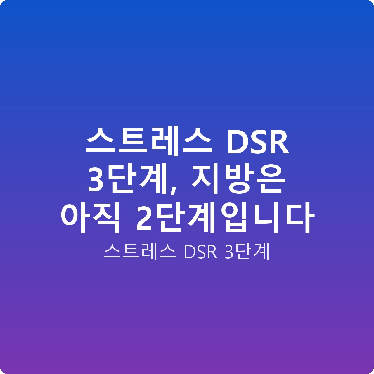 스트레스 DSR 3단계, 지방은 아직 2단계입니다