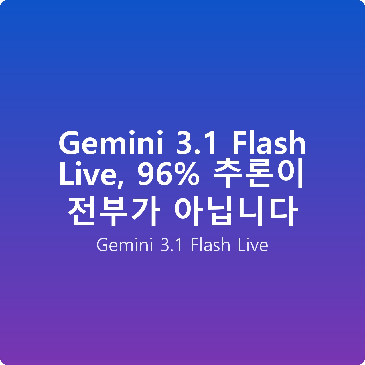 Gemini 3.1 Flash Live, 96% 추론이 전부가 아닙니다