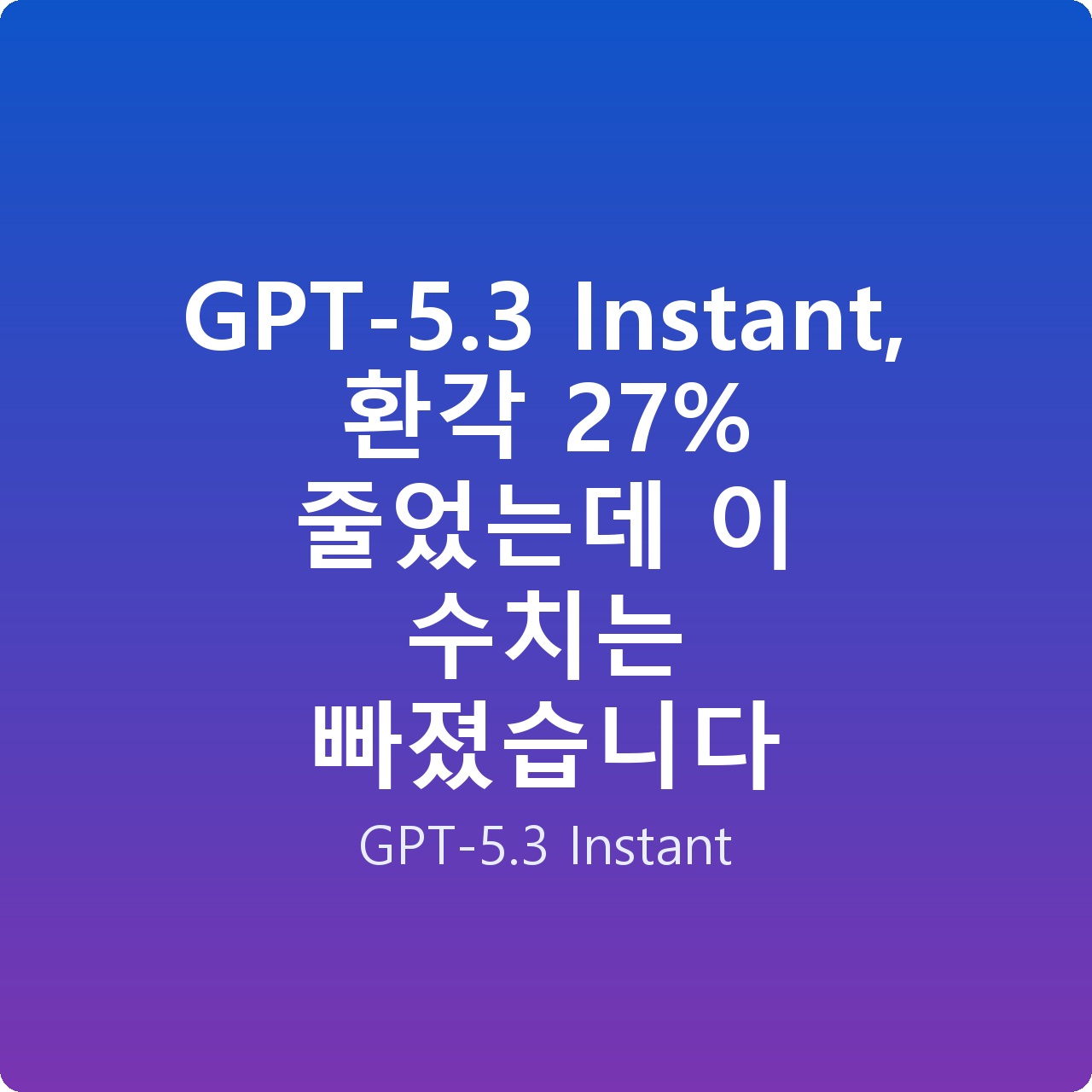 GPT-5.3 Instant, 환각 27% 줄었는데 이 수치는 빠졌습니다