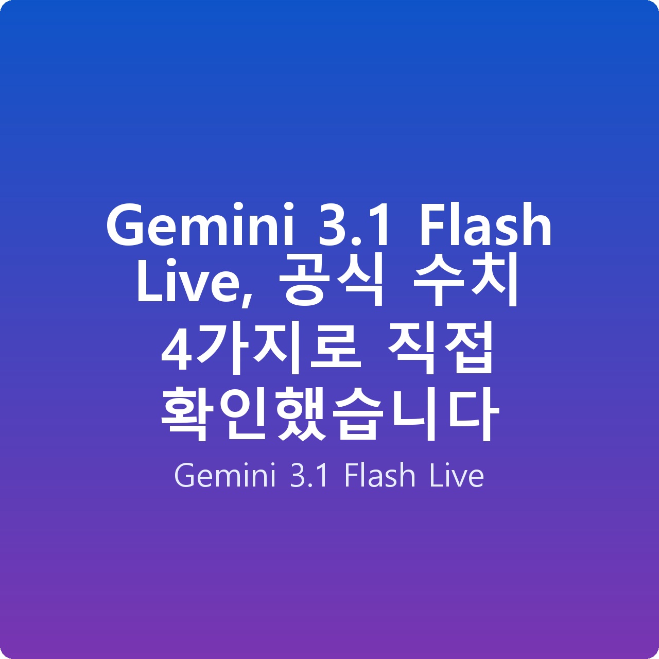 Gemini 3.1 Flash Live, 공식 수치 4가지로 직접 확인했습니다