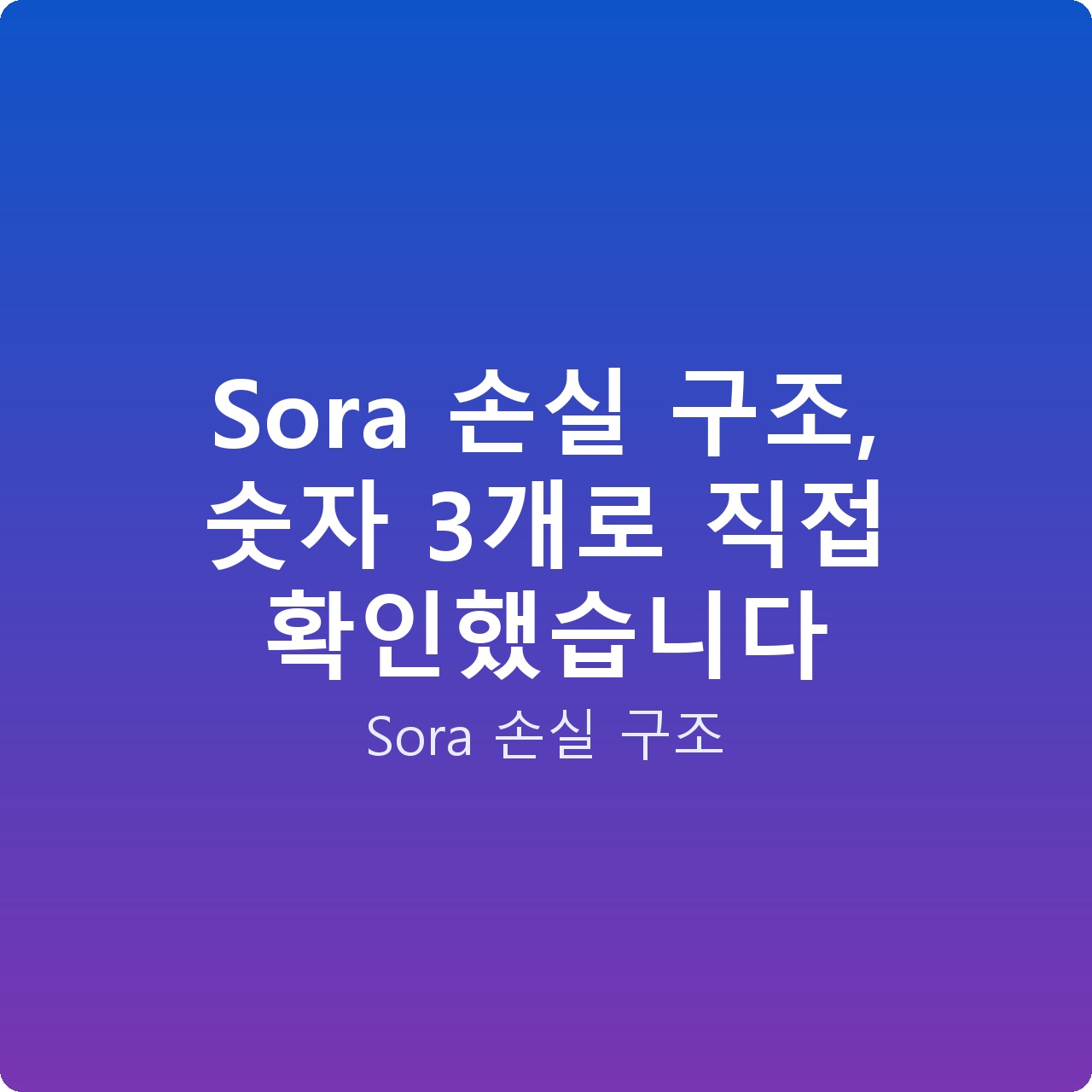 Sora 손실 구조, 숫자 3개로 직접 확인했습니다