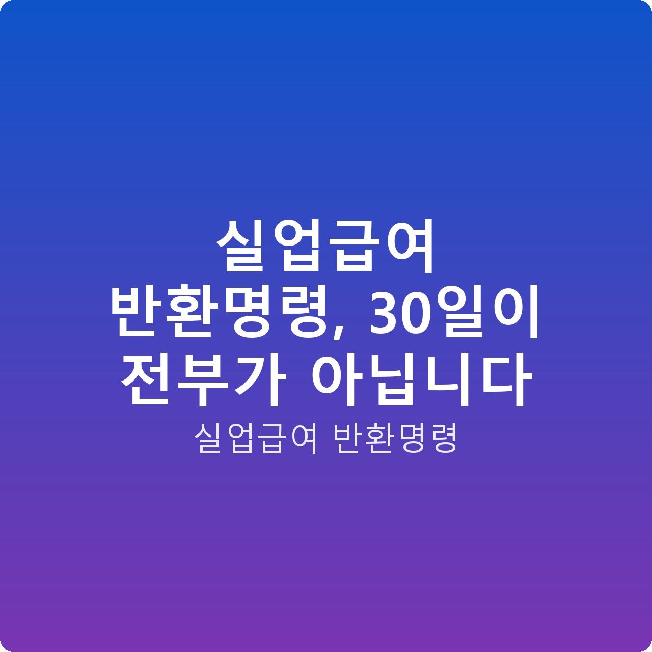 실업급여 반환명령, 30일이 전부가 아닙니다