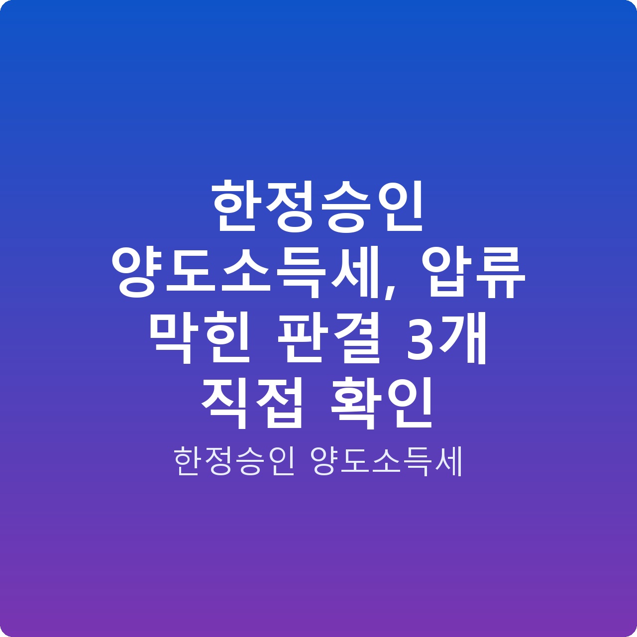 한정승인 양도소득세, 압류 막힌 판결 3개 직접 확인