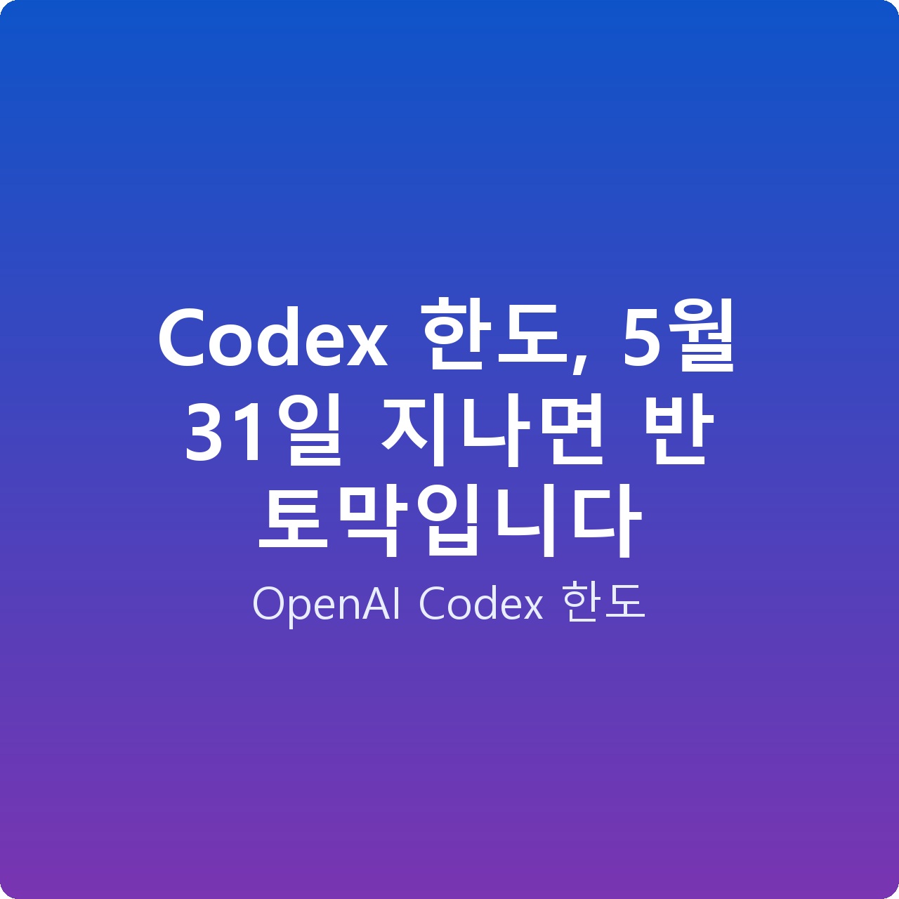 Codex 한도, 5월 31일 지나면 반 토막입니다
