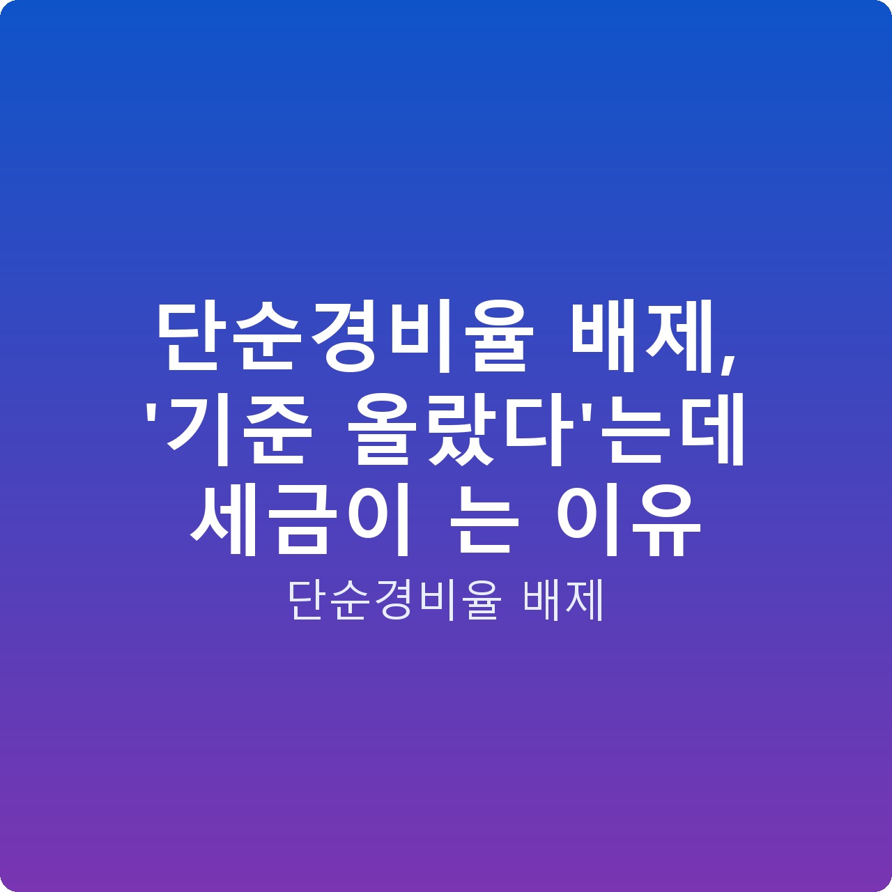 단순경비율 배제, ‘기준 올랐다’는데 세금이 는 이유