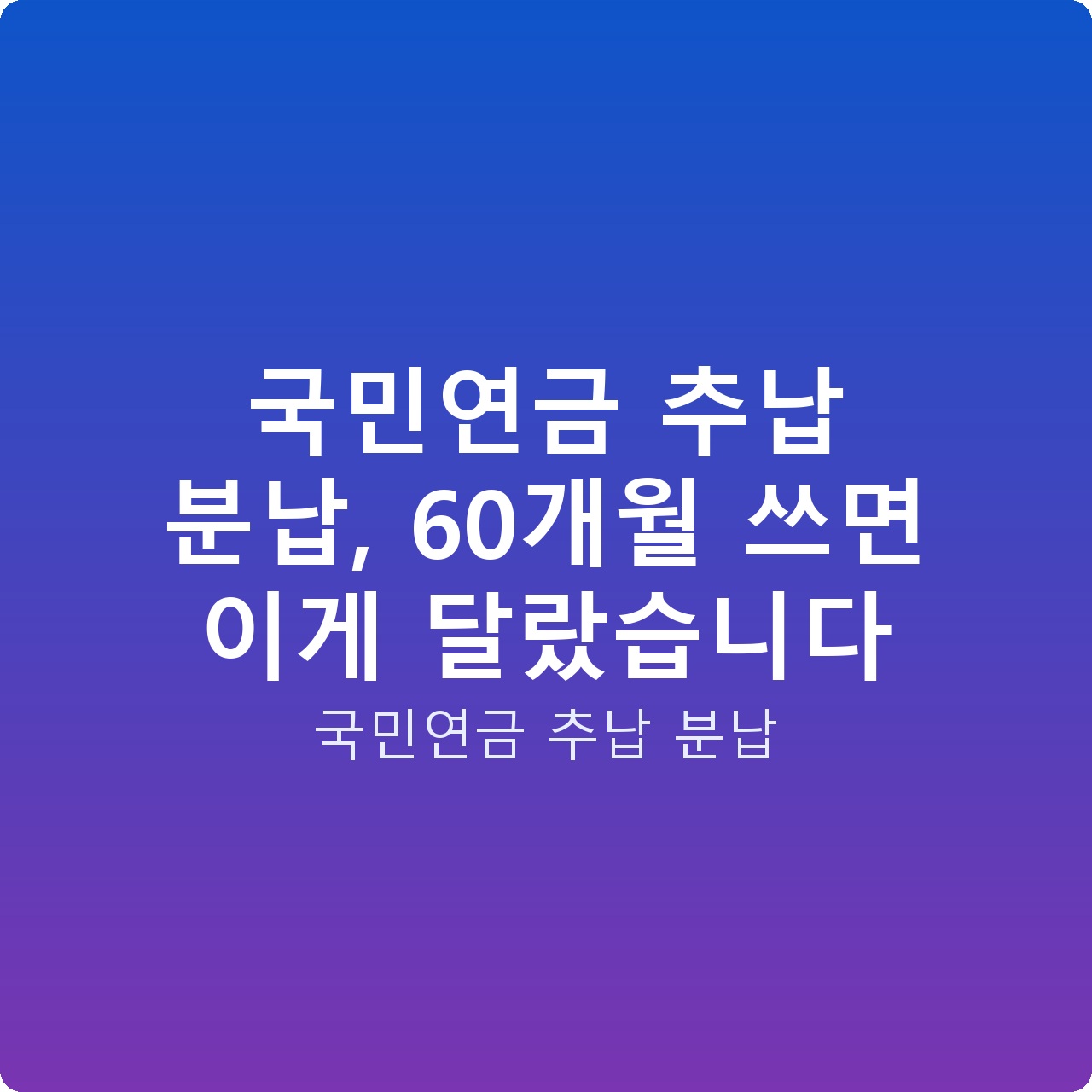 국민연금 추납 분납, 60개월 쓰면 이게 달랐습니다