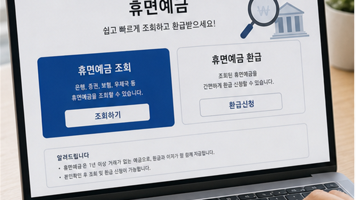 휴면예금 찾아줌 2026, 소액 계좌 환급 조회 순서