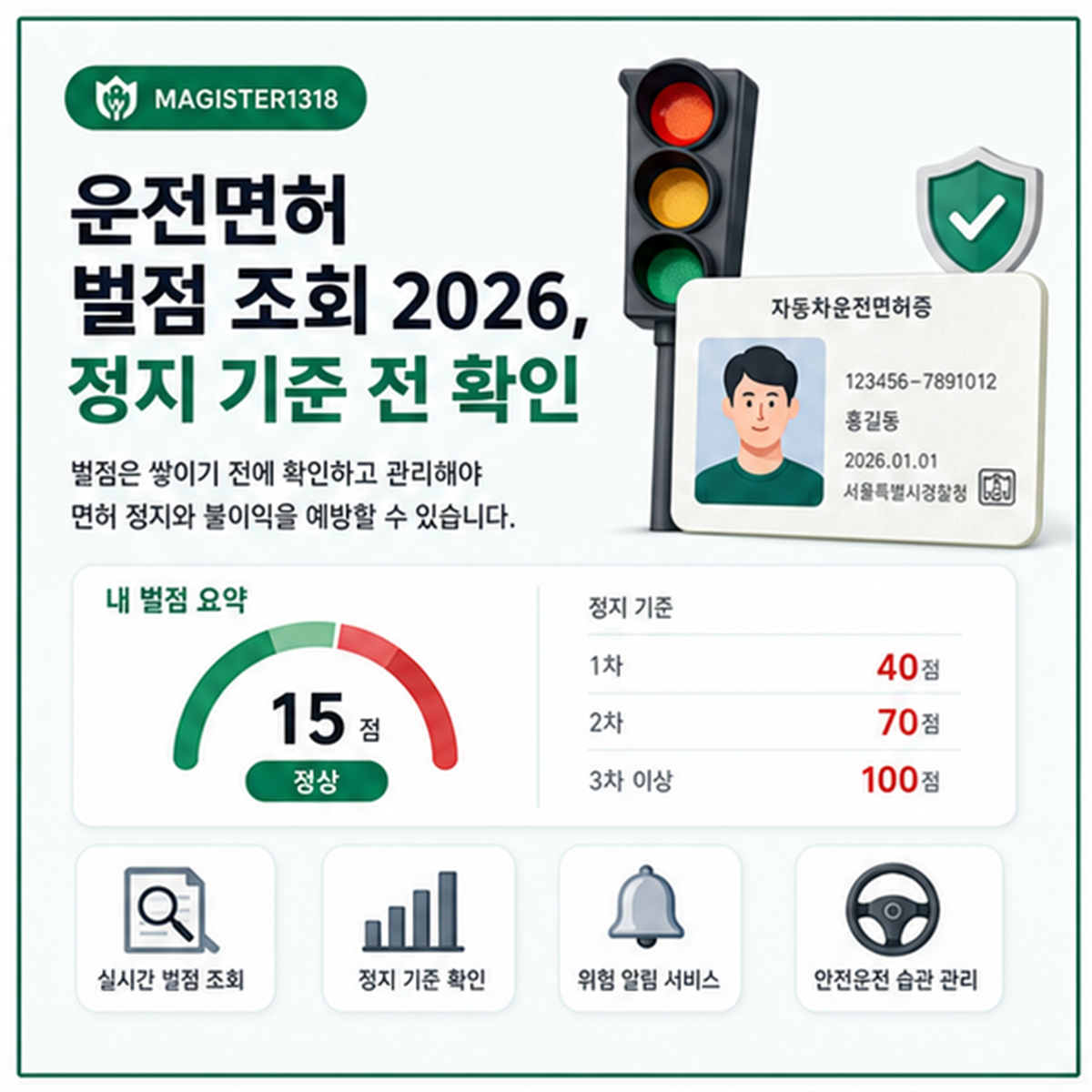 운전면허 벌점 조회 2026, 정지 기준 전 확인 운전면허 벌점 조회 2026, 정지 기준 전 확인