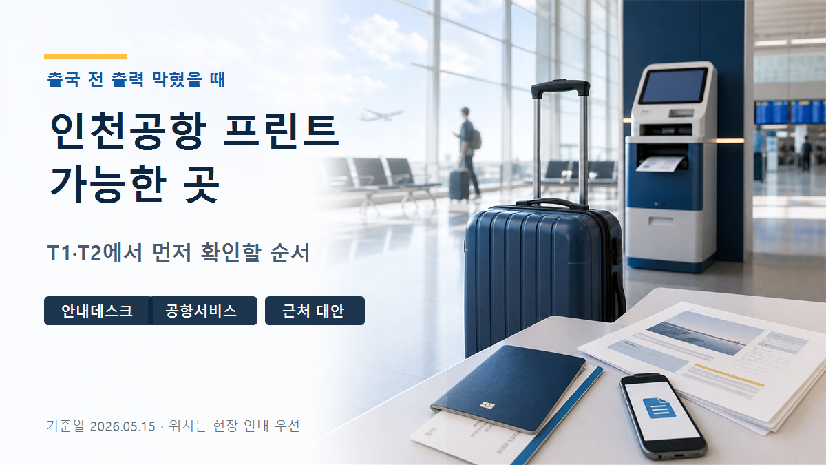 출국 30분 전 프린트 막혔다면? 인천공항 T1·T2 출력 가능한 곳 2026 출국 30분 전 프린트 막혔다면? 인천공항 T1·T2 출력 가능한 곳 2026