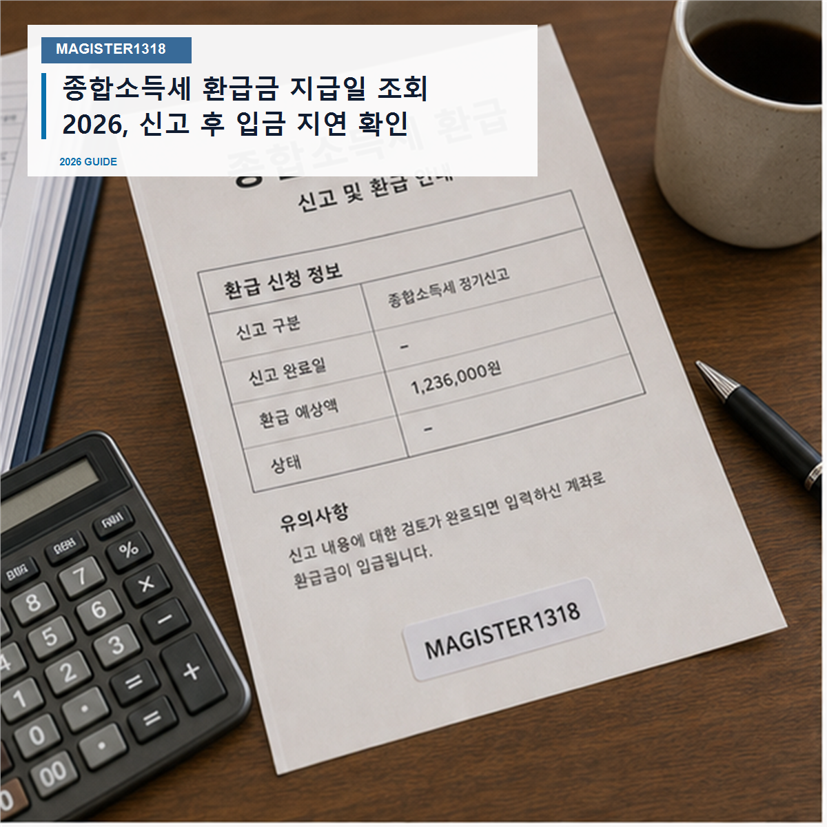 종합소득세 환급금 지급일 조회 2026, 계좌 오류면 입금이 늦어집니다