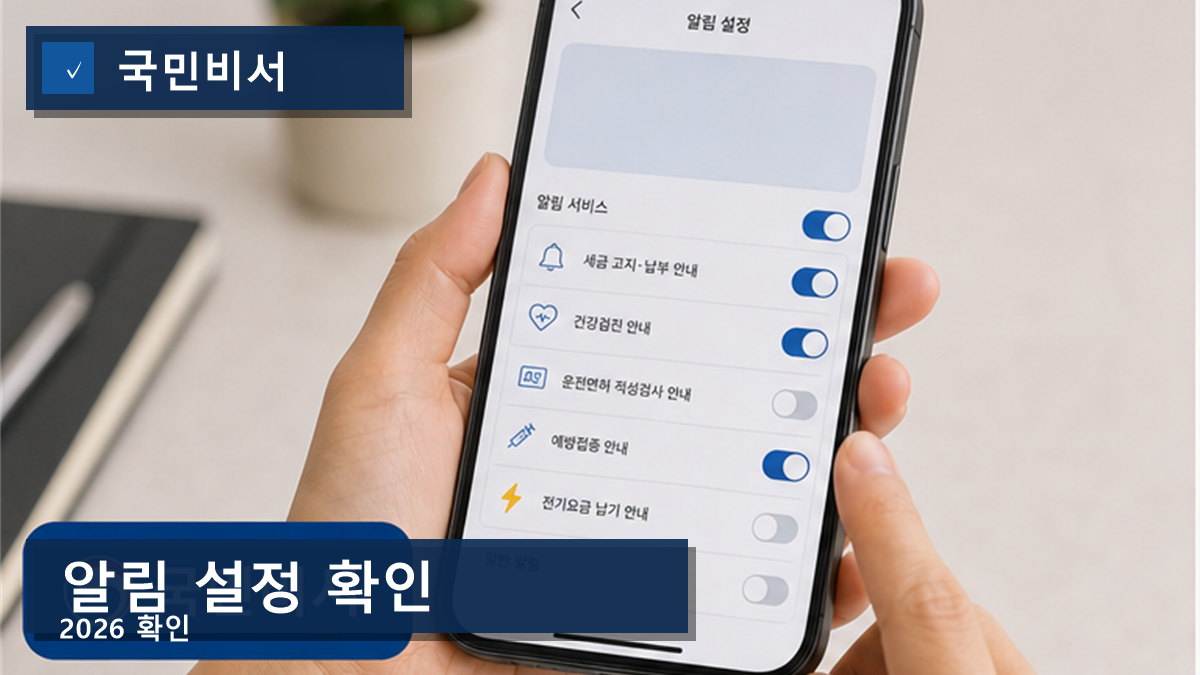 국민비서 알림 설정 2026, 세금·검진 알림 꺼져 있으면 기한을 놓칩니다