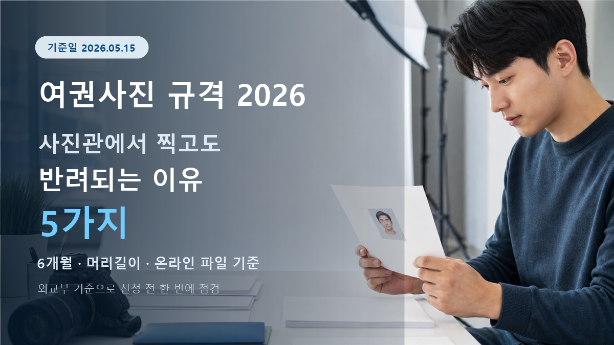 여권사진 규격 2026, 사진관에서 찍고도 반려되는 이유 5가지
