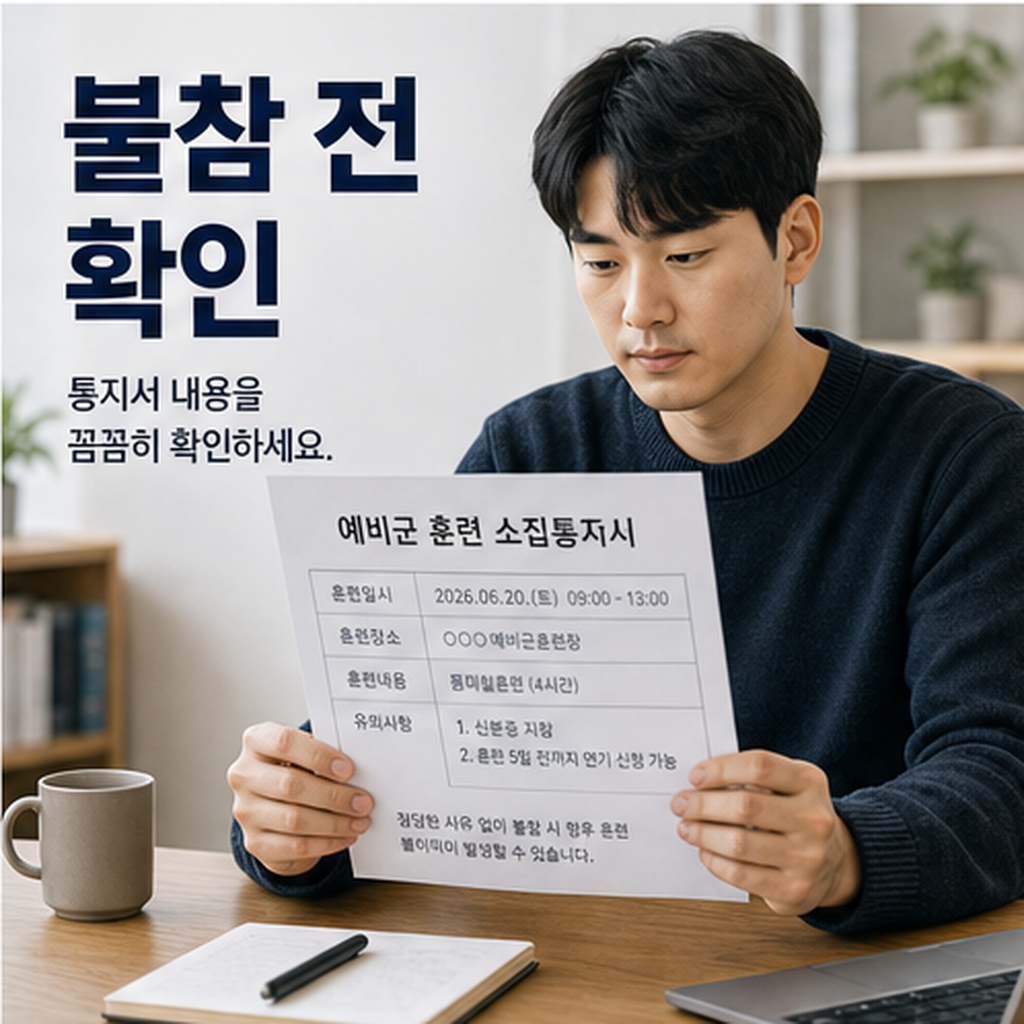 예비군 훈련 불참 2026, 벌금보다 첫 통지서 날짜가 먼저입니다