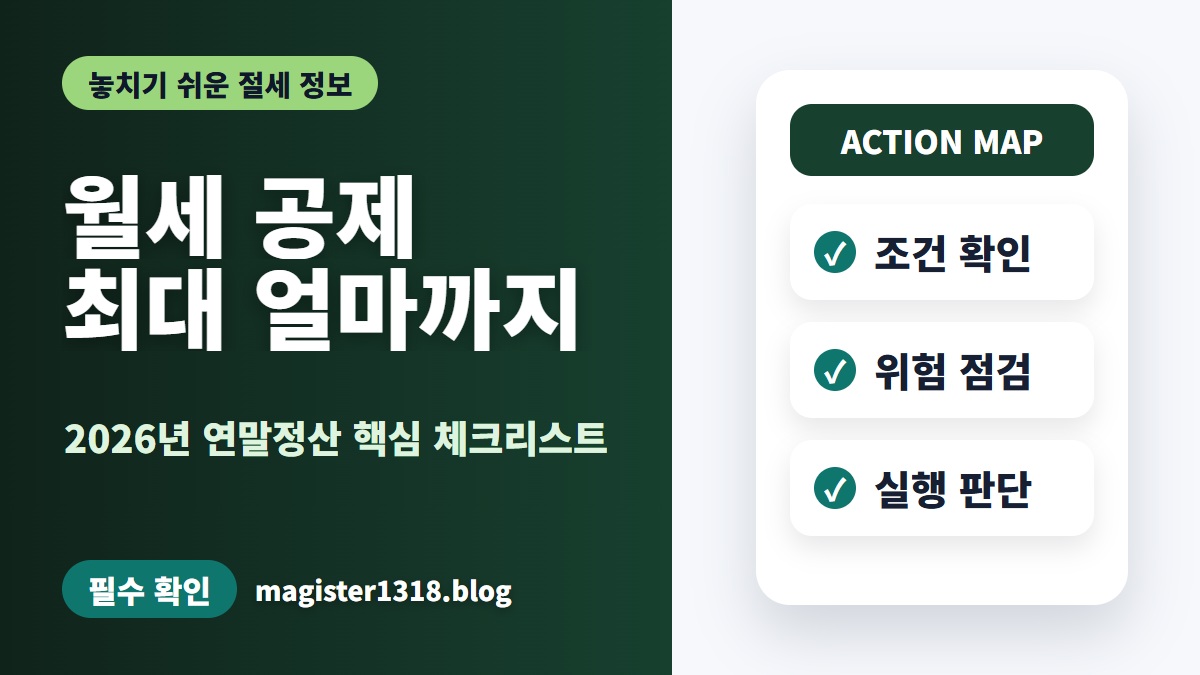 2026 연말정산 월세 세액공제 한도 조건 계산, 최대 170만원보다 먼저 볼 탈락 조건